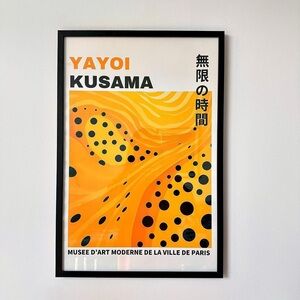Yayoi Kusama RARE Original Yellow @ Black Abstract Art Print 16x24”
